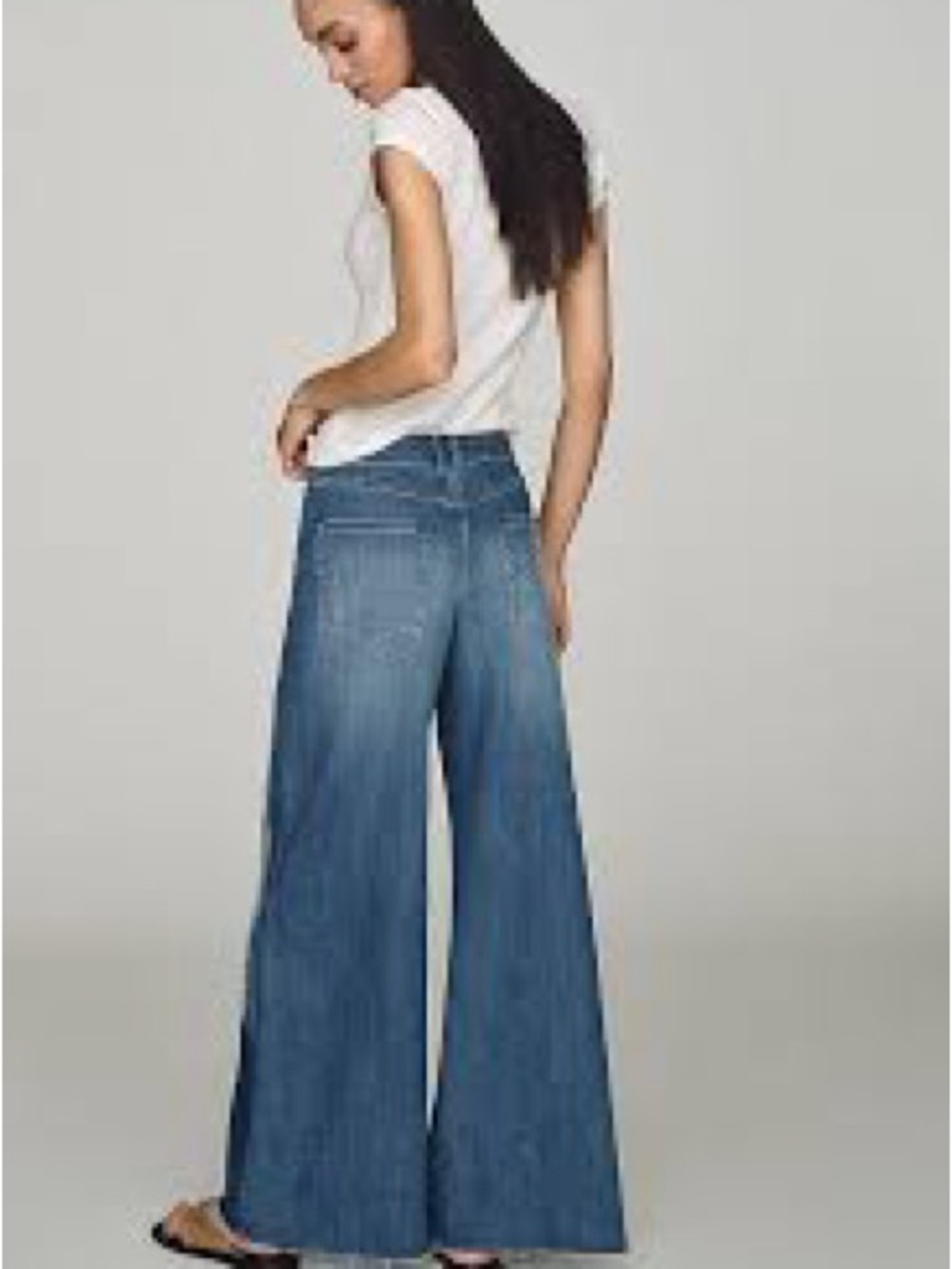 Pilcro Anthropologie High Rise Wide Leg Flare Jeans Dark Wash Size 30 - Picture 8 of 8